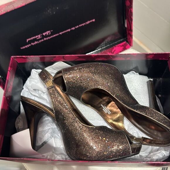 Lulu Townsend Glittering Brown Slingback Heels - Picture 4 of 4